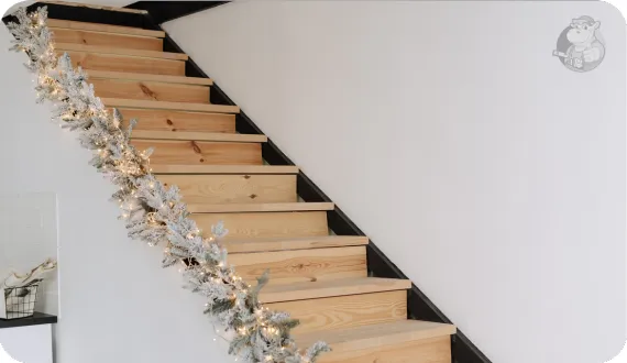 minimalistyczne świąteczne ozdoby na schody 